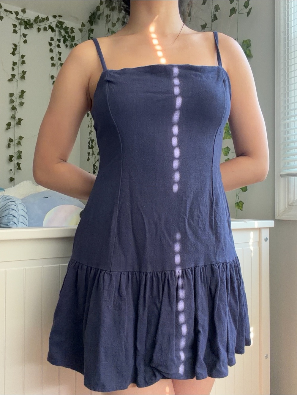 PacSun Navy Square-Neck Spaghetti Strap Mini Dress